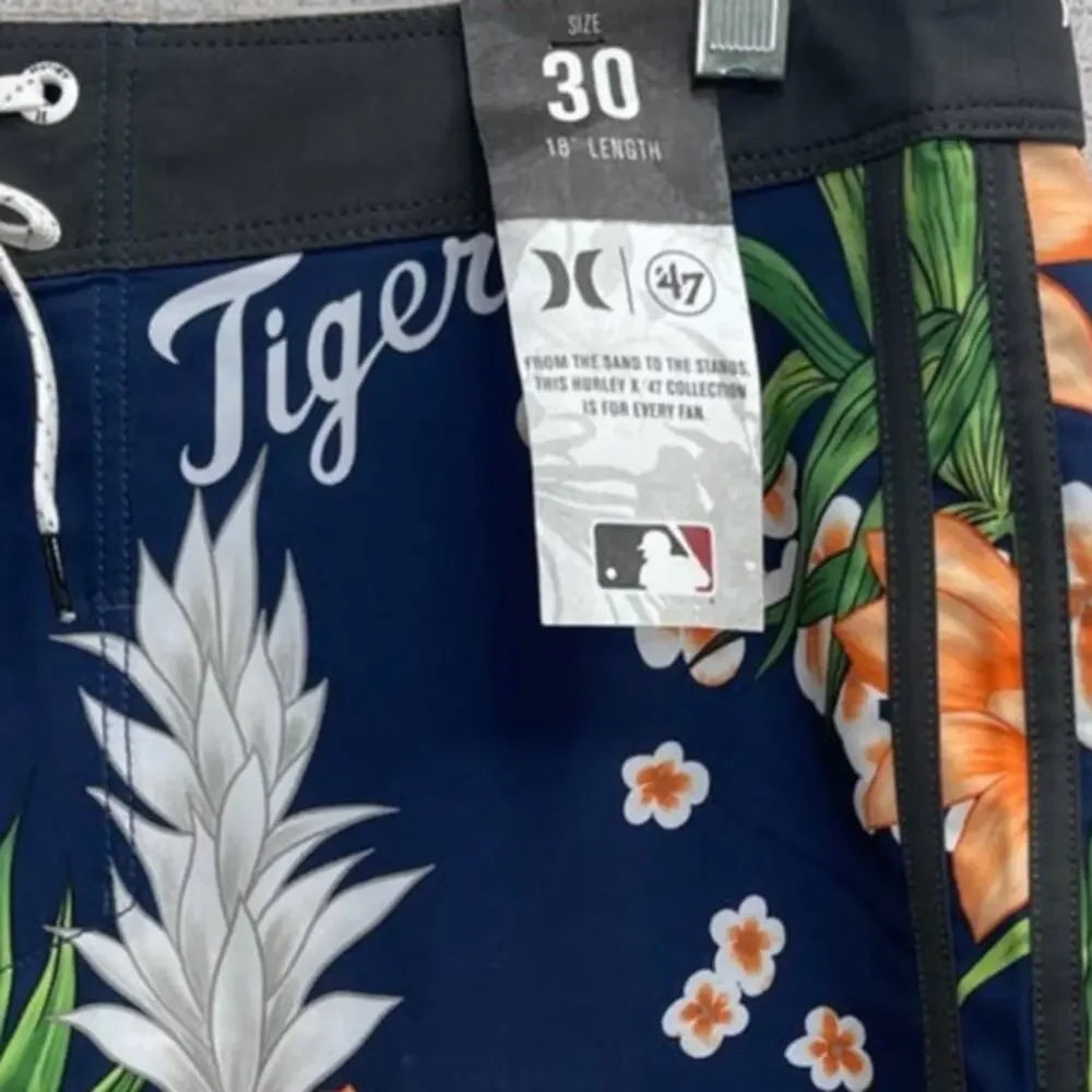 NWT Hurley x '47 MLB Detroit Tigers Phantom Swim Trunks Men's Size 30